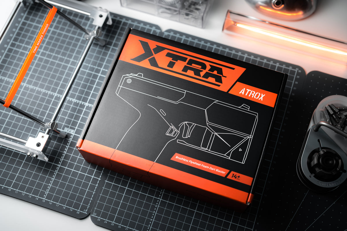 ATROX brushless foam dart blaster retail packaging box